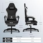 GTPLAYER Chaise de jeu, chaise de bureau informatique avec coussin de ressort de poche, accoudoirs de liaison et repose-pieds, chaise d'ordinateur ergonomique haut dos avec chaise de travail de soutien Lombaire avec repose-bots (noir)
