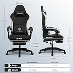 GTPLAYER Gaming Chair, Computer Office Chair with Pocket Spring Cushion, Linkage Armrests and Footrest, High Back Ergonomic Computer Chair with Lumbar Support Task Chair with Footrest(Black) - Image 2