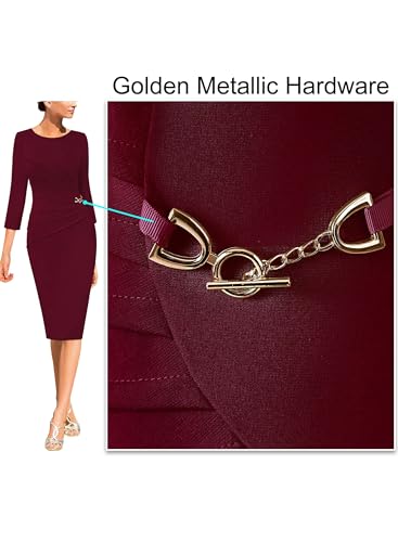 Image of VFSHOW Womens Elegant Ruched Slim Work Office Business Casual Bodycon Dress