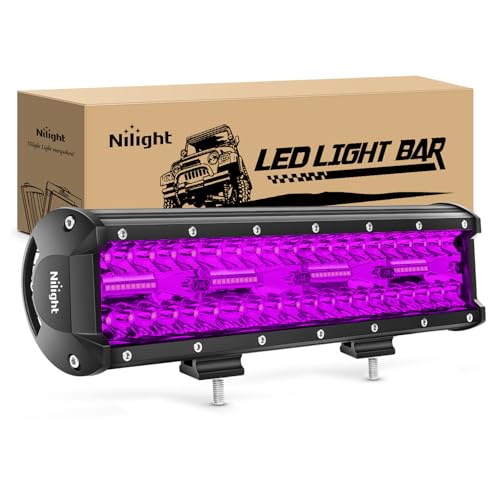 Image of Nilight 12 Inch LED Light Bar 240 W Purple | Triple Row Design, Flood Spot Combo Beam Off Road Driving Decoration Neon Hunting Lighting for UTV Pick-up Van Boat Tractor