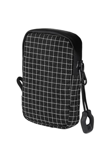 Y-SHP MATRIX Small Zipper Pouch - RFID Blocking EDC Wallet & Travel Organizer for Cash & Cards (Grid UHMWPE, Black White)