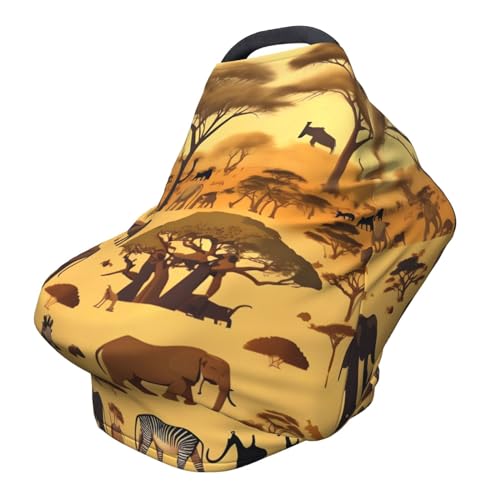 XZDHYZ African grassland animals Versatile full-print Stroller Chair Cover/Nursing Cover, specially designed for your baby, Black