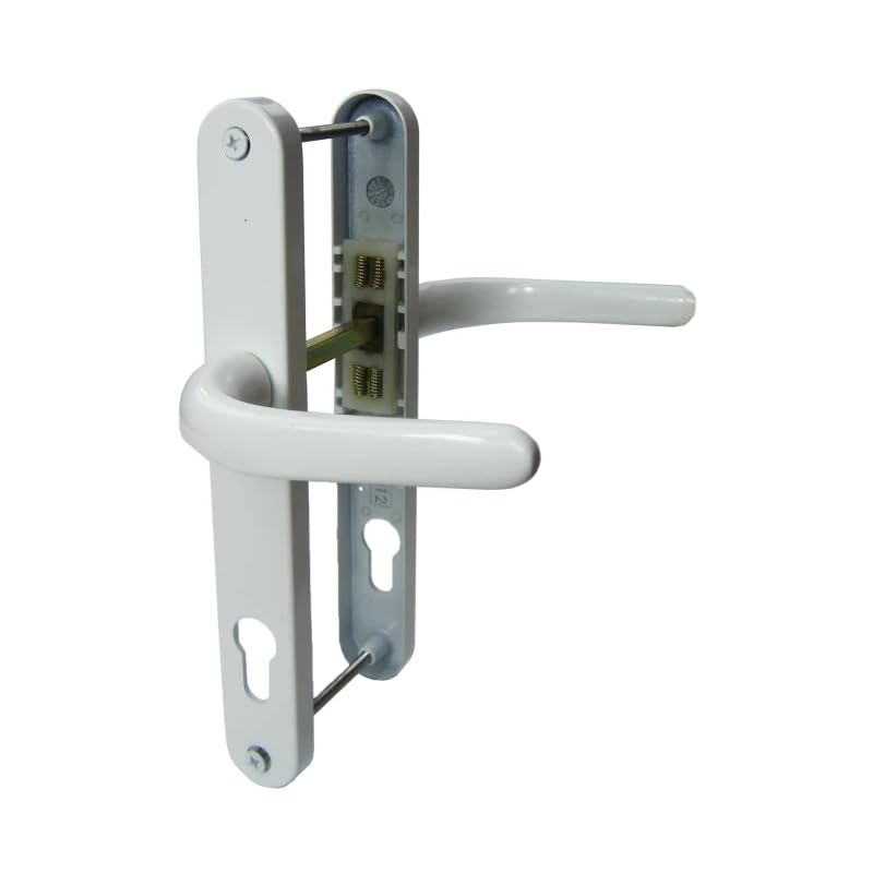 UAP UPVC Door Lever Lever Sprung Door Handle Sets - with Long 243mm Backplate - Non-Handed - Inline Handles - for All UPVC Doors Upto 75mm - Includes All Fittings (White)
