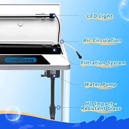 Nobleza - 30L Acuarios y Peceras Completas, Peceras de Cristal con Sistema de Filtrado e Iluminación LED, Acuarios de Iniciación, Blanco - imagen 3