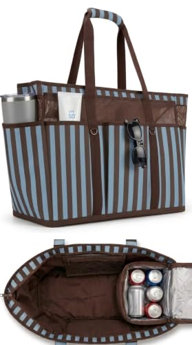 Beach Tote with Insulated Cooler Pocket