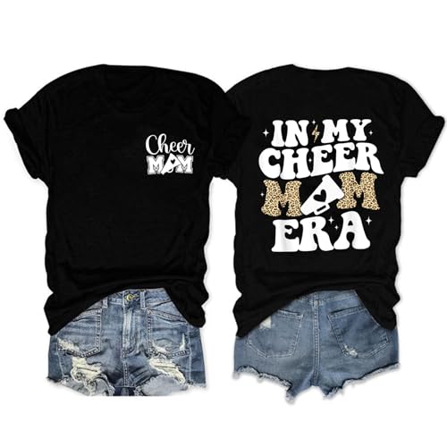 in My Cheer Mom Era Shirt for Women Game Day Mama Shirts Sport Mom Life Tshirt Casual Cheerleading Tee Tops