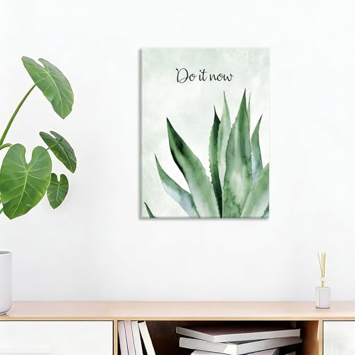 Image of CHDITB Botanical Canvas Wall Art, Sage Green Plant Wall Decor, Inspirational Quotes Framed Poster, Watercolor Eucalyptus Artwork, Boho Mental Health Prints For Office Living Room Bedroom Decor 12 inchX16 inchX6