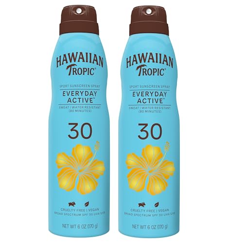 Hawaiian Tropic Everyday Active Spray Sunscreen SPF 50 | Body Sunscreen Spray SPF 50, Sunblock, Oxybenzone Free, 6oz each Twin Pack