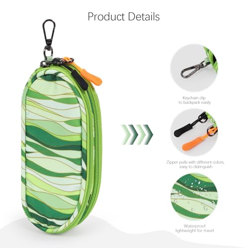 Image of Double Eyeglasses Case Soft Portable Zipper Sunglasses Pouch with Keychain Clip for Men Women