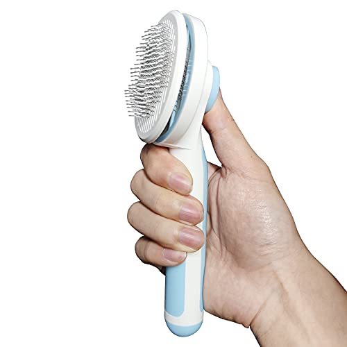 Ciywee Cat Brush&Dog Brush for Shedding and Grooming- Self Cleaning Slicker Brush for Long or Medium Haired Pet- Cat Grooming Brush with Massages Particle to Remove Tangles&Loose Hair Effectively