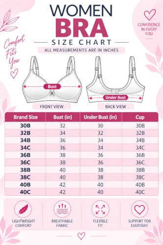 Image of London Hills Regular Bra for Women Everyday Non Padded Wire Free Mid Coverage Cotton Blend
