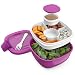 Bentgo Salad BPA-Free Lunch Container with Large 54-oz Salad Bowl, 3-Compartment Bento-Style Tray for Salad Toppings and Snacks, 3-oz Sauce Container for Dressings, and Built-In Reusable Fork (Purple)