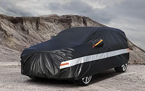 Image of 10 Layers Car Cover Waterproof All Weather for SUV,100% Waterproof Outdoor Car Covers Rain Snow UV Dust Protection. Custom Fit for BMW X3, Audi Q5, Nissan Rogue, Chevy Equinox,etc