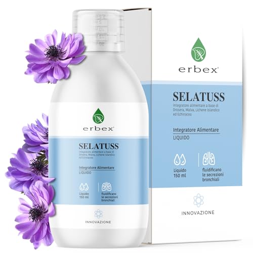 Erbex Selatuss Hustensaft für Erwachsene und Kinder – Nahrungsergänzungsmittel mit Drosera Malve, Islandflechten, Echinacea – 3+ Jahre – ohne Alkohol, Aromen und Farbstoffe – 10 ml 3/4 Mal pro Tag