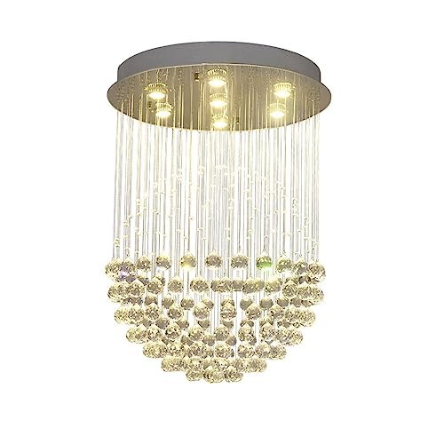 Lampadario di cristallo K9 a forma di palla a goccia di pioggia, lampada a sospensione moderna da soffitto a filo, per camera da letto, sala da pranzo, soggiorno, cucina, ingresso (dimension