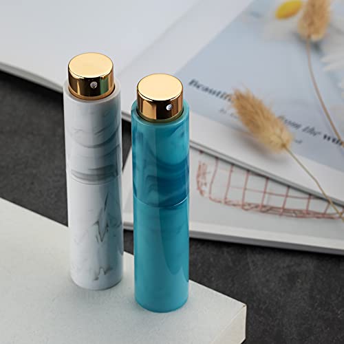 Image of 10ML Perfume Atomizer Travel (4 PCS), Refillable Cologne Containers, Dispenser Spray Empty Bottle for Mini Sprayer Size (Black&Pink&White&Blue, Marble)