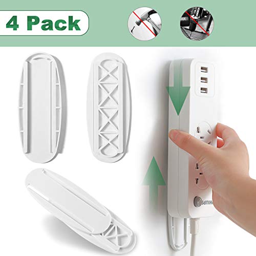 4 Pairs Self Adhesive Power Strip Holder, Zora Power Strip Wall Mount Fixator
