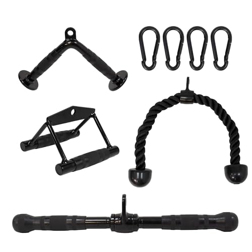 ALLINLIFE Poleas Gimnasio,Tríceps,Agarres Poleas Gym para Entrenamiento de Pesas,Accesorios para Máquina de Pesas,4 Mosquetones, Juego de Cuerda para Tríceps Gimnasio en Casa(Set of 8)