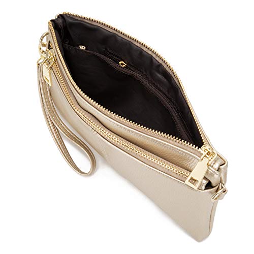 zooeass triple zip small crossbody bag lightweight purses vegan leather wristlet clutch includes adjustable shoulder