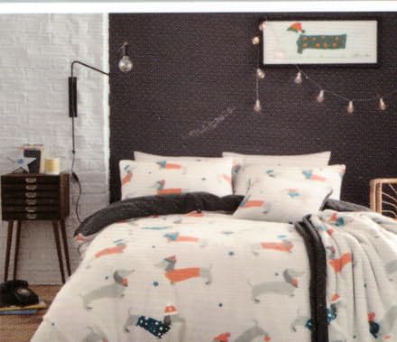 Artistic Fashionista* Teddy Dachshund Sausage Dog Fleece Duvet/Quilt Cover and Pillowcases Beddig Set (Double)
