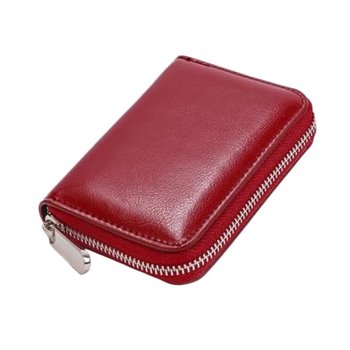 Small Handbags Women's Money Clips Wallets Genuine Leather Card Cases Purses Money Organisers (Red)