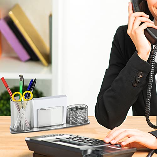 Acrimet Millennium Desktop Organizer Holder For Pen, Pencil, Clip, Paper And Desk Accessories (Plastic) (Paper Included) (Clear Crystal Color) #TOP2