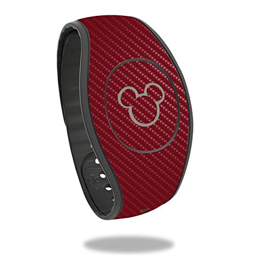 MightySkins Carbon Fiber Skin for Disney MagicBand 2 - Solid Burgundy | Protective, Durable Textured Carbon Fiber Finish | Easy to Apply, Remove, and Change Styles | Made in The USA