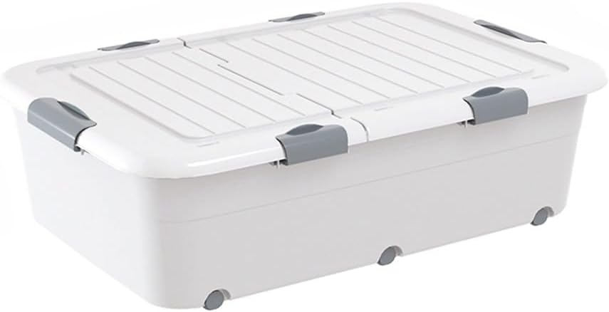 Gray Under Bed Storage Box with Wheels, Stackable Plastic Storage Container with Lid for Closet Organization, Space-Saving Solution for Home and Bedroom