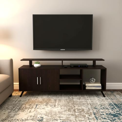 Image of ESTANTERIA Engineered Wood TV Entertainment Unit Set Top Box Stand Tv Ttand Table /TV Cabinet with Shelves for Books & Dcor Display Unit Bed Living Room Upto 55 Inches - DIY (Dark Wenge)