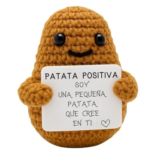 Regalo Original y Divertido | Patata Positiva en Español | Idea Graciosa | Cumpleaños Hombre Mujer Pareja Adolescente | Colega Objeto de Oficina | Peluche Inusual | Muñeco de Humor y Motivación