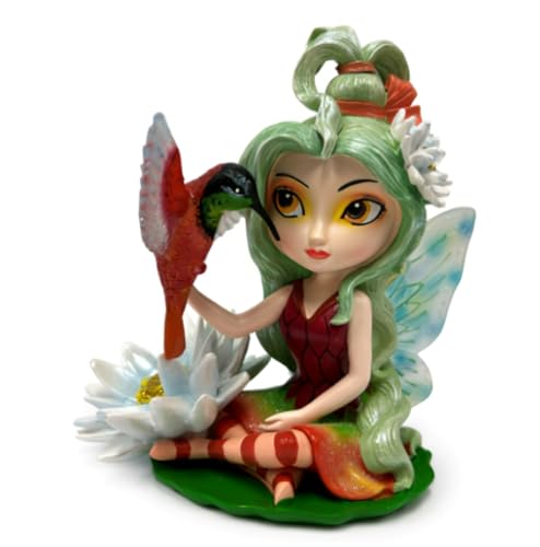 The Hamilton Collection Splendid Resilient Protecto Whispering Wings of Enchantment Fairy Figurine Collection Issue #5 Hand-Painted with Hummingbird Companions by Jasmine Becket-Griffith 4-inches