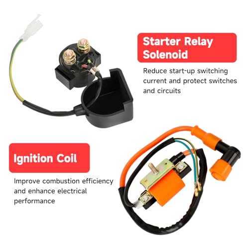 Image of GREHUA Ignition Coil CDI Box Starter Solenoid Relay Voltage Regulator Compatible with Tao tao Coolster 110cc 125cc Chinese ATV Quad 4 Wheeler SSR Lifan Kazuma 4 Stroke Go Kart Dirt Bike Parts (Orange)
