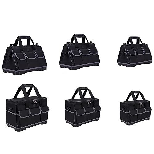Heavy Duty Tool Bag, 20 Inch / 17 Inch / 15 Inch Multi-Pockets Multifunctional Tool Storage Organiser for Electricians Repairman