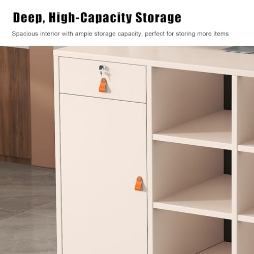 Mostrador de recepción elegante Bianco de 80cm con compartimentos profundos 6