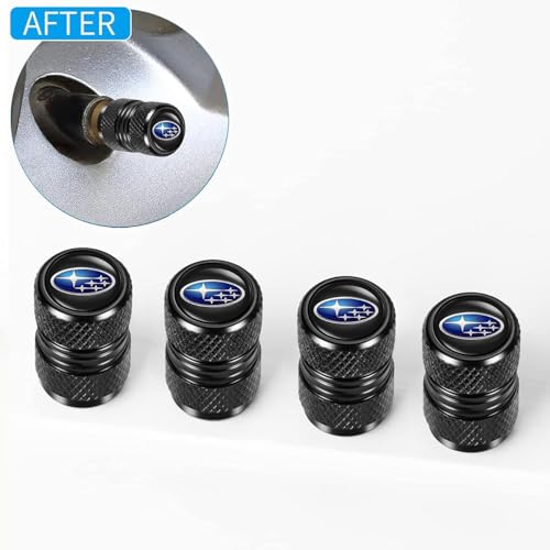 Image of Tire Valve Stem Caps, Compatible with Subaru Series Stem Cap Universal Car Air Cover Car Accessories for Cars, SUV, Truck, Motorcycles 4pcs （Black）