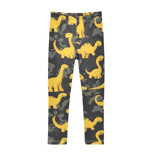 Wusikd Dinosaurs Girls' Leggings Toddler Doodles Dark Kids Yoga Pants Dance Active Tights 9-10T Multi