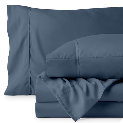 Microfibre ultra douce 1800 parure de lit hydrobrossée lit simple bleu