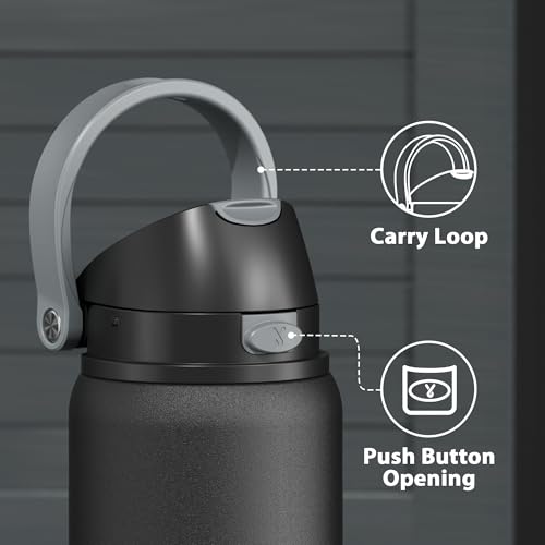 Image of 32 oz Insulated Water Bottle for Sports: Meoky Stainless Steel Water Bottle with 2-in-1 Straw and Spout Lid - Leak Proof, Cold for 24 Hours, Protective Silicone Base, BPA-Free for Gym, Night