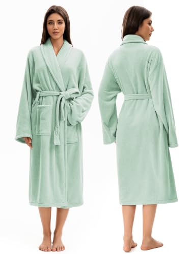 Image of Soft Robe For Women,Warm Plush Bath Robes Female,Spa Towel After Shower Lightweight Long Bathrobe