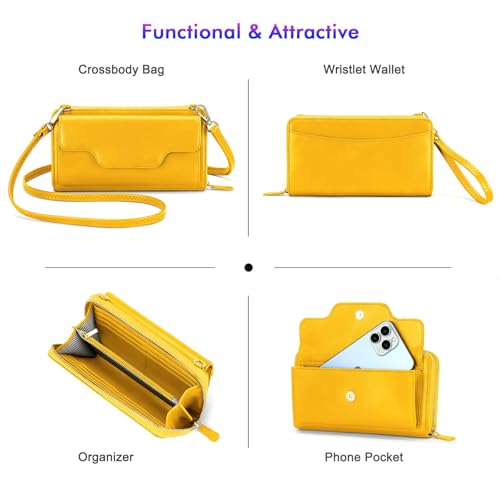Image of nuoku Small Purse for Women, RFID Blocking Wristlet Wallet, Crossbody Clutch with Cell Phone Pocket