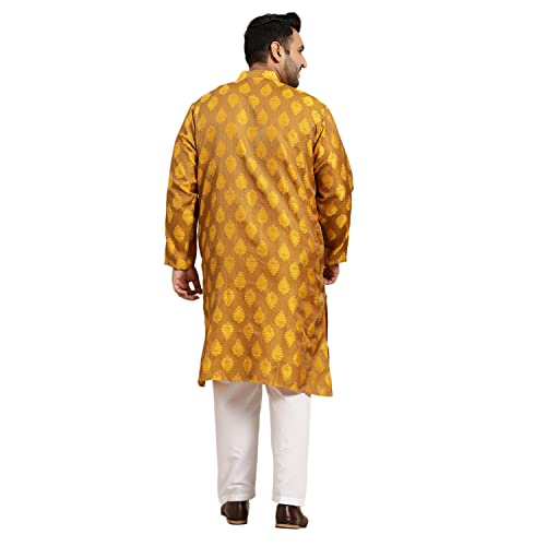 Sojanya PLUS (Since 1958) Men's Jacquard Silk Kurta & Off-White Churidar Pyjama Set4