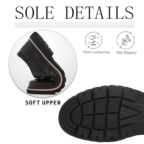 Men's Leather Brogues Wingtip Oxfords Casual Business Lace Up Anti-Slip Lug Sole Block Heel Derby Shoes for Wedding Office Formal Dress Shoes4