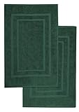 NatureMark 2er Pack Badvorleger Badematte | Premium Qualität | 100% Baumwolle | 50 x 80 cm | Duschvorleger Duschmatte Doppelpack | Farbe: Dunkel grün