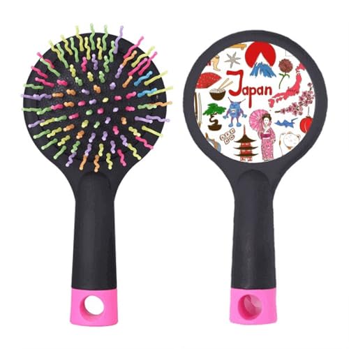 Brosse démêlante pour cheveux difficiles à base coussin motif Japon