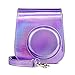 MUZIRI KINOKOO Étui de protection en cuir PU pour Fuji Instax Mini 11 Mini 9 Mini 8 Mini 8+ Étui coloré avec autocollants photo (Violet)