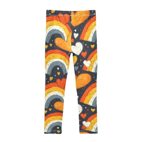 Cute Rainbow Heart Girls Leggings Ultra Soft Compression Yoga Gym Pants for Kids 4-10T2