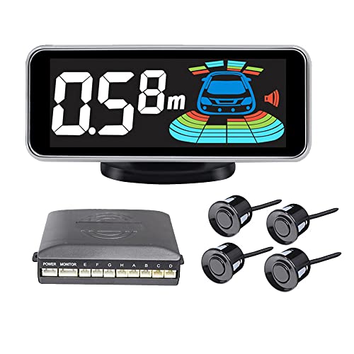 TOTMOX Kit de sensor de aparcamiento con sistema de radar de marcha atrás para coche, alarma y recordatorio de voz, pantalla LED de alerta trasera automática, sistema de monitoreo de conducción