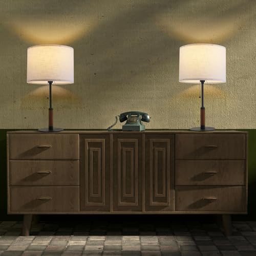 Set 2 lámparas modernas de mesa 21" para dormitorio miniatura 6