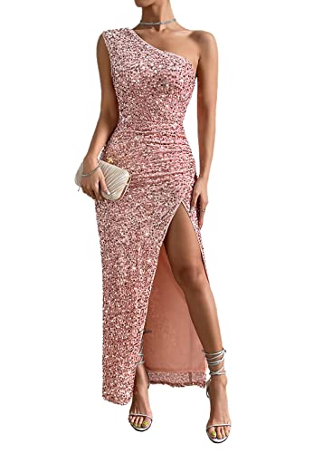 Justchicc Damen Sexy eine Schulter ärmellos Funkelndes Pailletten...