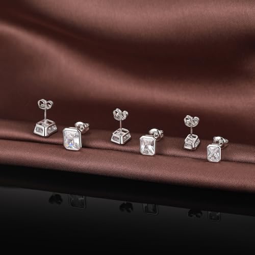 Boucles d'oreilles or blanc 18k et diamant simulé d'exception - 6